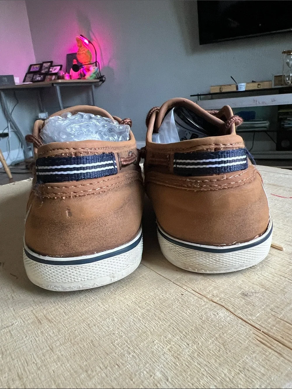 Nautica Tan Brown Leather Boat Shoes